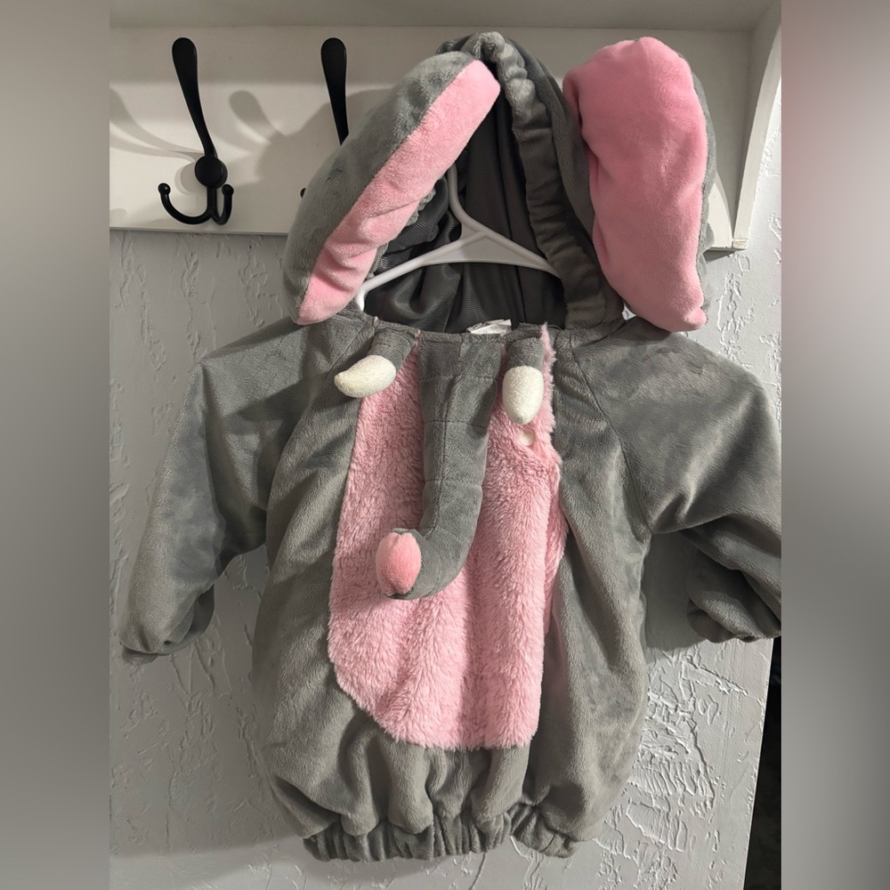 Gray & Pink Elephant Kids Halloween Costume Hoodie